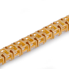 4.3MM 14k Yellow Gold 10CTW Emerald Link Tennis Lab Diamond Men Women Bracelet 7" 11.1gm