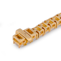4.3MM 14k Yellow Gold 10CTW Emerald Link Tennis Lab Diamond Men Women Bracelet 7" 11.1gm