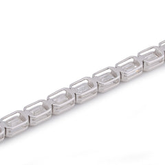 3.8MM 14k White Gold 10CTW Emeralad Solitaire Horizontal Link Lab Diamond Tennis Bracelet 7" 8gm