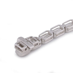 3.8MM 14k White Gold 10CTW Emeralad Solitaire Horizontal Link Lab Diamond Tennis Bracelet 7" 8gm