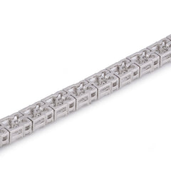 4.4MM 14k White Gold 13.75CTW Emerald/Round Row Lab Diamond Tennis Bracelet 7" 12.2gm
