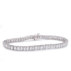 4.4MM 14k White Gold Emerald/Oval Solitaire Link 10CTW Lab Diamond Tennis Bracelet 7" 10.1gm