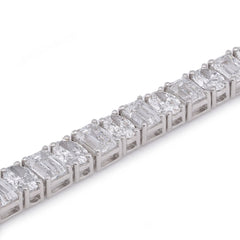 4.4MM 14k White Gold Emerald/Oval Solitaire Link 10CTW Lab Diamond Tennis Bracelet 7" 10.1gm