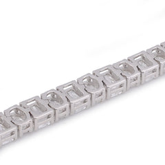 4.4MM 14k White Gold Emerald/Oval Solitaire Link 10CTW Lab Diamond Tennis Bracelet 7" 10.1gm