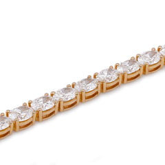 3MM 14k Yellow Gold 6.22CTW Oval Solitaire Tennis Men Women Lab Diamond 7" Bracelet 8.3gm