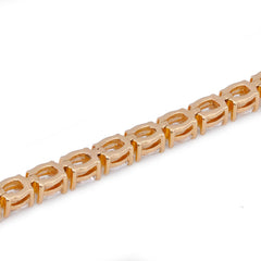 3MM 14k Yellow Gold 6.22CTW Oval Solitaire Tennis Men Women Lab Diamond 7" Bracelet 8.3gm