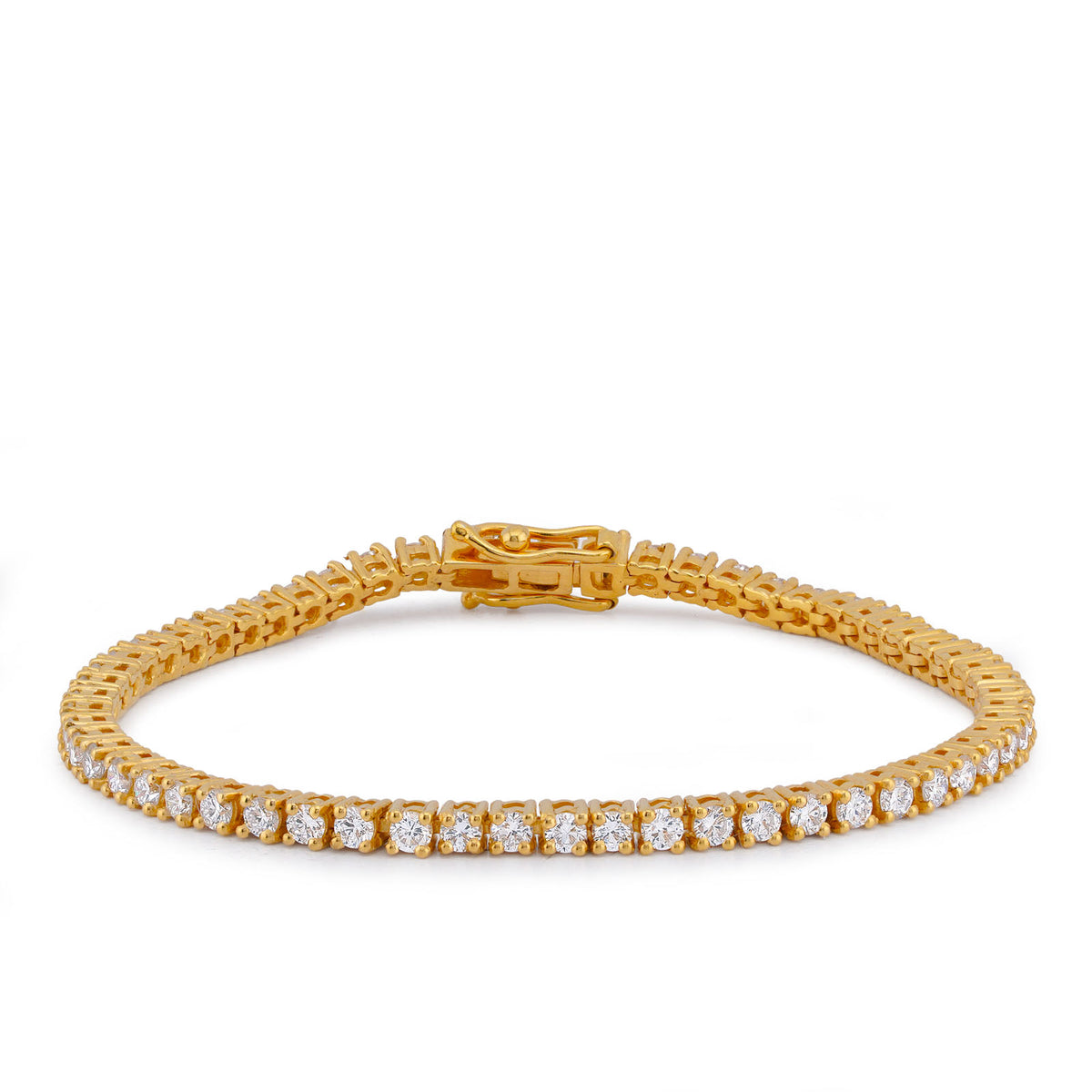 2.8MM 925 SS Yellow 4.30 CTW 7 Pointer Lab Diamond Tennis Bracelet 7" 10gm