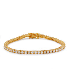 2.8MM 925 SS Yellow 4.30 CTW 7 Pointer Lab Diamond Tennis Bracelet 7" 10gm
