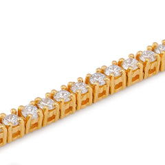 2.8MM 925 SS Yellow 4.30 CTW 7 Pointer Lab Diamond Tennis Bracelet 7" 10gm