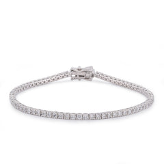 2.2MM 14k White Gold 2.81CTW Lab Diamond 4 Pointer Tennis Bracelet 7" 7.8gm
