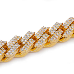 10k Yellow Gold 9.25CTW Natural Diamond 12MM Snake Cuban Link 8" Mens Bracelet 73gm