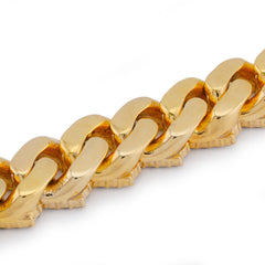 10k Yellow Gold 9.25CTW Natural Diamond 12MM Snake Cuban Link 8" Mens Bracelet 73gm