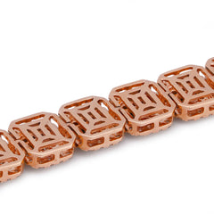 10k Rose Gold 7.57CTW Natural Hexagon Link Baguette/Round Diamond 8.5MM Mens Bracelet 8" 21.3gm