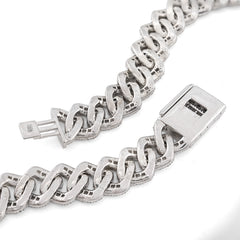 13MM 925 SS 20.26CTW Natural Diamond Cuban Link Necklace 22" Mens Chain 113.6gm