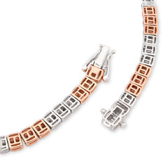 5MM 10k Rose/White Gold 35.5gms 9CTW Natural Round/Baguette Diamond Tennis Chain