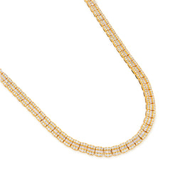 5.5MM 10k Yellow Gold 10.4CTW Natural Round/Baguette Diamond Tennis 33.5gm Chain