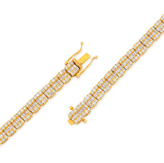 5.5MM 10k Yellow Gold 10.4CTW Natural Round/Baguette Diamond Tennis 33.5gm Chain