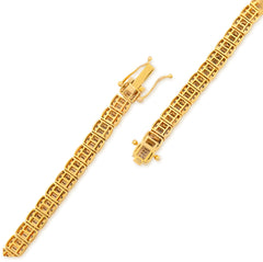 5.5MM 10k Yellow Gold 10.4CTW Natural Round/Baguette Diamond Tennis 33.5gm Chain