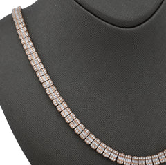 7MM 10k Rose Gold 49.6gms 15.4CTW Natural Round/Baguette Diamond Tennis Chain