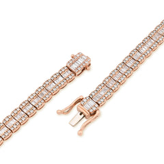 7MM 10k Rose Gold 49.6gms 15.4CTW Natural Round/Baguette Diamond Tennis Chain