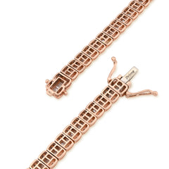 7MM 10k Rose Gold 49.6gms 15.4CTW Natural Round/Baguette Diamond Tennis Chain