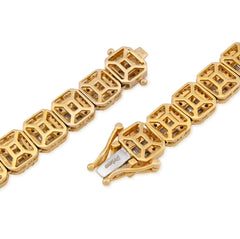 10MM 10k Yellow Gold 87.2gm 22.39CTW Natural Round/Baguette Diamond Tennis Chain