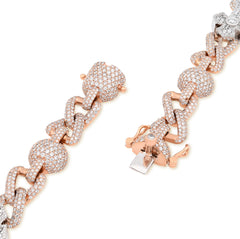 12.6MM Two Tone Gold 28CTW 159.6gm Round/Baguette Diamond Cross & Infinity Chain