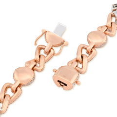 12.6MM Two Tone Gold 28CTW 159.6gm Round/Baguette Diamond Cross & Infinity Chain