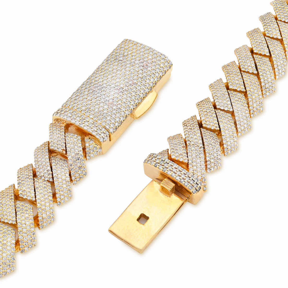 14MM 10k Yellow Gold 23.5 CTW Natural Diamond Cuban Link Chain 169.6g 22Inch Necklace