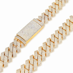 14MM 10k Yellow Gold 23.5 CTW Natural Diamond Cuban Link Chain 169.6g 22Inch Necklace