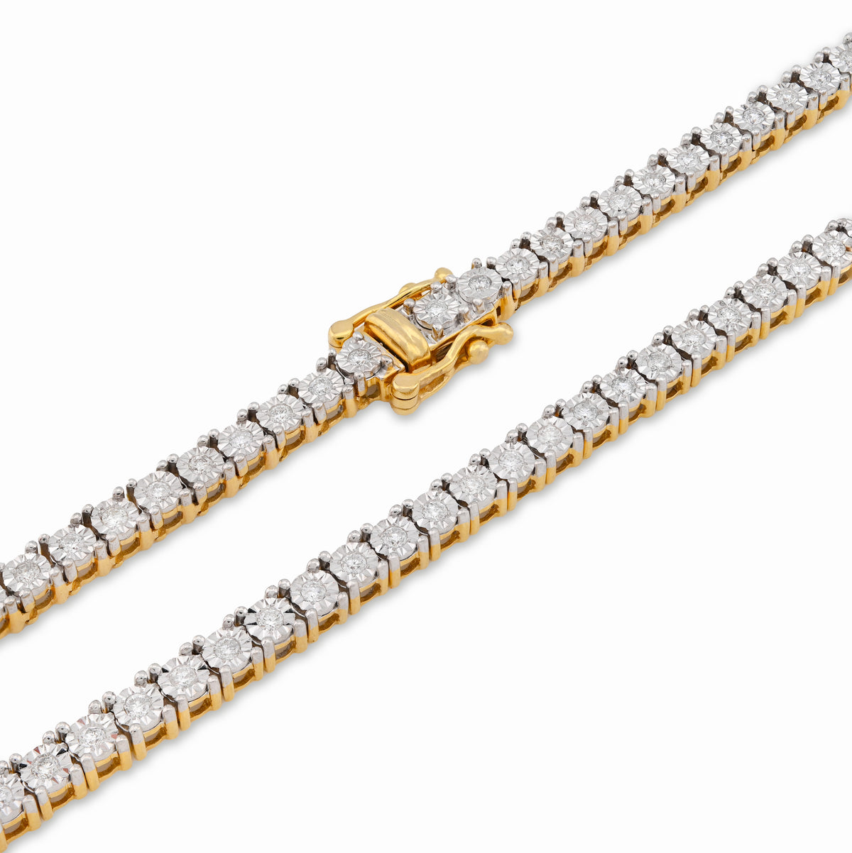 4MM 10k Yellow Gold 3.02CTW Natural Diamond Tennis Chain 33.9gm 20 Inch Necklace