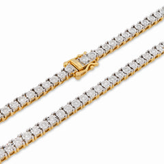 4MM 10k Yellow Gold 3.02CTW Natural Diamond Tennis Chain 33.9gm 20 Inch Necklace