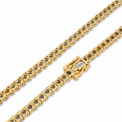 4MM 10k Yellow Gold 3.02CTW Natural Diamond Tennis Chain 33.9gm 20 Inch Necklace