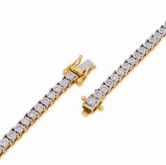 4MM 10k Yellow Gold 3.02CTW Natural Diamond Tennis Chain 33.9gm 20 Inch Necklace