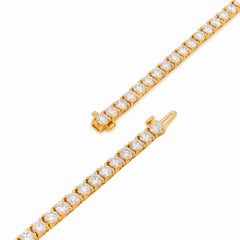 3.5MM 10k Yellow Gold 25.8CTW Lab Diamond Tennis Chain 35.1gm 22 Inches Necklace