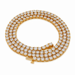 3.5MM 10k Yellow Gold 25.8CTW Lab Diamond Tennis Chain 35.1gm 22 Inches Necklace