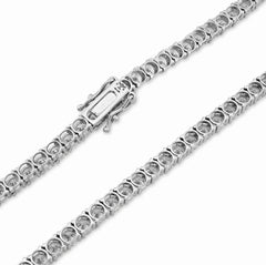 4MM 10k White Gold 29.32CTW Lab Diamond Tennis Chain 31.5gms 22 Inches Necklace