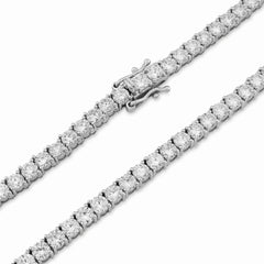 4MM 10k White Gold 29.32CTW Lab Diamond Tennis Chain 31.5gms 22 Inches Necklace