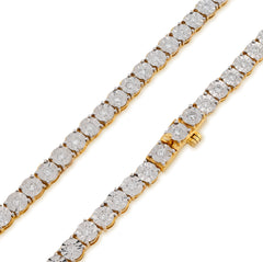 5.5MM 10k Yellow Gold 4.94CTW Natural Diamond Tennis Chain 28.6g 22Inch Necklace