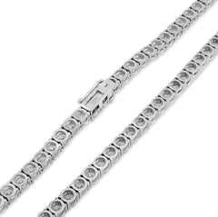 5MM 10k White Gold 55CTW Lab Grown Diamond Tennis Chain 52.5g 22 Inches Necklace