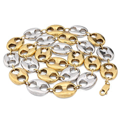 8MM 10k Yellow Gold Byzantine Link Chain Mens 24" Necklace 55.2gms