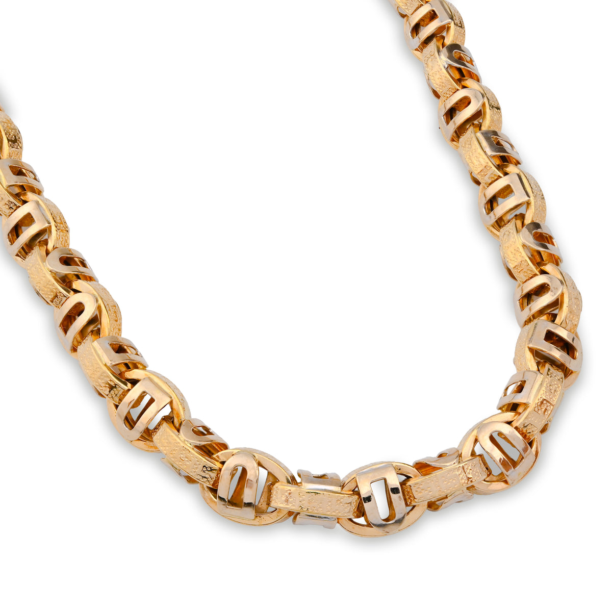 3.5MM 10k Yellow Gold Greek Bar Link Chain Men Women 26" Necklace 25.5gm