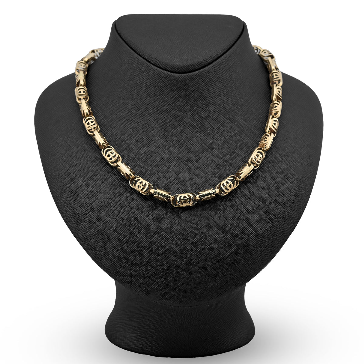 8MM 10k Yellow Gold Greek Oval Link Chain Mens 24" Necklace 32.1gm