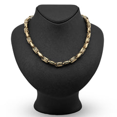 8MM Mens 10k Yellow Gold Greek Oval Link Chain 24" Necklace 32.1gms