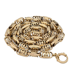 8MM Mens 10k Yellow Gold Greek Oval Link Chain 24" Necklace 32.1gms