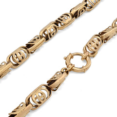8MM Mens 10k Yellow Gold Greek Oval Link Chain 24" Necklace 32.1gms
