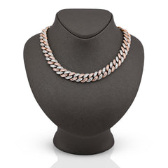 8MM 10k Rose/White Gold 17.02CTW Baguette Natural Diamond Tennis Chain Mens Necklace 81.9g
