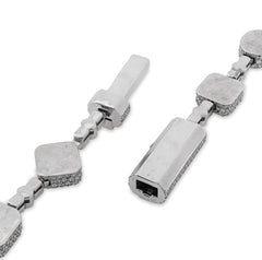 10k White Gold 58.02CTW Lab Solitaire Diamond Multi-Shaped Chain Mens 96gm