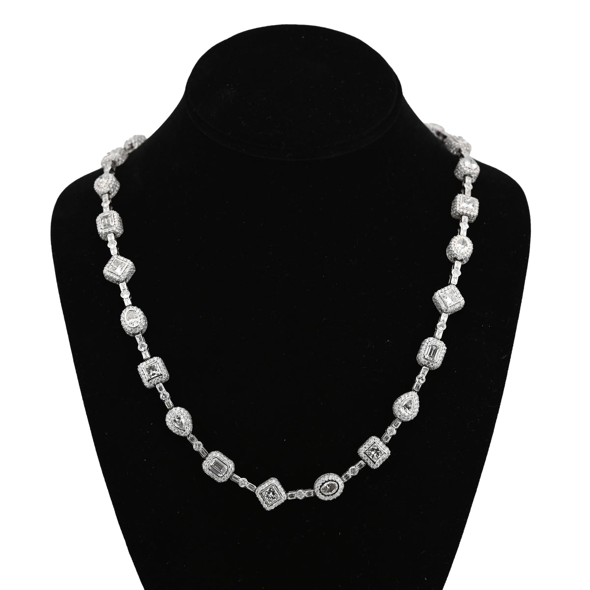 11.8MM 10k White Gold 58.02CTW Lab Solitaire Diamond Chain Mens Necklace 96gm