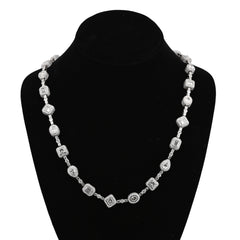 11.8MM 10k White Gold 58.02CTW Lab Solitaire Diamond Chain Mens Necklace 96gm